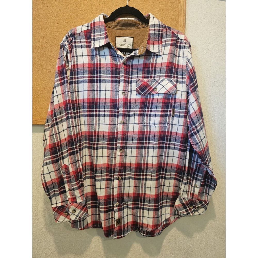 Legendary Whitetails Button-Up‎ Plaid Flannel Shirt Men's Sz. M Red & White